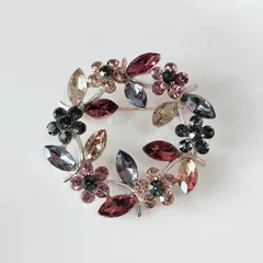 アンティーク ビジュー ストーン サークル フラワー 上品 ブローチ コサージュ 卒業式 入学式 フォーマル