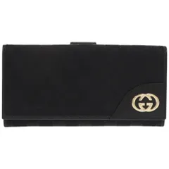 美品 グッチ インターロッキングG 181593 GGキャンバス ブラック 黒 長財布 1216 GUCCI