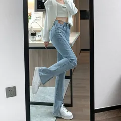 ☆ ブルー ☆ XL ☆ デニム フレアパンツ レディース 美脚 デニムパンツ スリット レディース フレアデニムパンツ フレアパンツ ジーンズ パンツ デニム ベルボトム フレア 長ズボン ズボン ロングパンツ ハイウエスト ブーツカット スリット入り