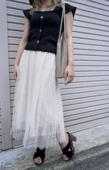 Lame Tulle Lace Long Skirt (ecru)のサムネイル