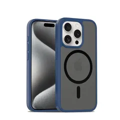 iPhone 15 Pro 用 ケース MagSafe対応 米軍MIL規格 磁気スマホケース iphone 15プロ マット感 半透明 衝撃吸収 アイフォン15Pro 指紋防止 ワイアレス充電 PinLiSheng(ブルー, iPhone 15 Pro) 1