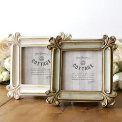 写真立て フォトフレーム おしゃれ 卓上 壁掛け ましかく 正方形 ミニ 小さい 小型 かわいい 可愛い アンティーク ヨーロピアン クラシック 紋章モチーフ 写真たて 結婚祝い プレゼント 誕生日 ギフト レトロなスクエアミニフレーム 2カラー