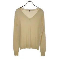 ユニクロ カシミヤ100％ 長袖 Vネック セーター S ホワイト系 UNIQLO ニット レディース