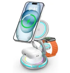 ワイヤレス充電器 3in1 折りたたみ マグセーフ式 急速 最大15W・3台同時