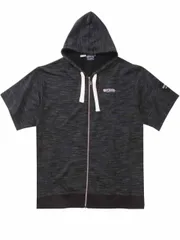 サマーパーカー 大きいサイズ メンズ スラブ杢 半袖パーカ OUTDOOR インレイ 刺繍 ワッペン C060530-01 ブラック系