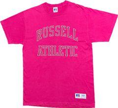 MADE IN USA製 RUSSELL ATHLETIC ロゴプリントTシャツ ピンク Mサイズ