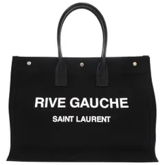 新品同様 サンローランパリ リヴ ゴーシュ キャンバス レザー ブラック トートバッグ 黒 1092 SAINT LAURENT PARIS メンズ
