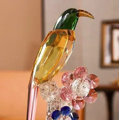 3匹の小鳥 ダブルリム ヴィンテージ ステンドグラス 大判 グリーン