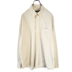 NAUTICA ノーティカ 長袖ボタンダウンシャツ 胸ポケット付き イエロー 他 チェック メンズ Lサイズ