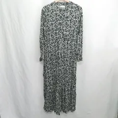 ◇ ⊇ FLEN フレン 総柄 長袖 ロング ワンピース サイズF ブラック系 レディース E  【1501160030566】