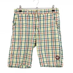 【美品】エドウィン ハーフパンツ アイボリー×マルチカラー チェック サッカー調 メンズ SMALL ゴルフウェア EDWIN GOLF