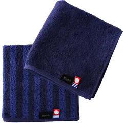 imaa(アイマ) 今治タオル 認定 ハンドタオル タオルハンカチ 2枚 セット 日本製 綿100% 12 シマシマNAxRネイビー