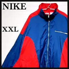 大きいサイズ NIKE　ナイキ ナイロンジャケット 刺繍ロゴ バイカラー 赤 青　ビッグシルエット 90s Y2K