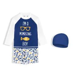 ☆ 長袖 ☆ 5T(90cm) ☆ キッズ 水着 3点セット yk908048 水着 キッズ男の子 3点セット 短袖 半袖 長袖 ラッシュガード 半ズボン ハーフパンツ 上下セパレート スイムキャップ キャップ プール 海 温泉 スイミング 紫外線対策