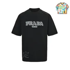 【今日特価】Prada 25ss 刺繍アルファベット＆スプレー墨三角ロゴ T シャツ-1