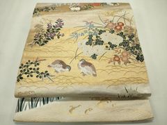 110)着物　袋帯　六通柄　7点セット　全て着用可能品　正絹 平和屋着物◎六通柄袋帯 玩具文 でんでん太鼓 金糸 正絹 逸品