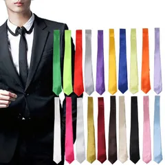 ネクタイ 無地 細身 カジュアル ソリッド サテン 制服コスプレ衣装 おしゃれ カラー ナロータイ ナローネクタイ 幅5cm ダンス ヒップホップ カラフル 黒ブラック白ホワイト シルバー青ブルー ブラウン 緑グリーン黄色イエロー オレンジ★2