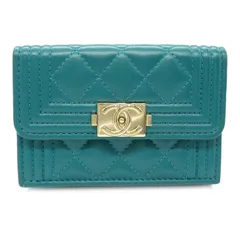 シャネル CHANEL 三つ折り財布 ボーイシャネル 三つ折財布 エメラルドグリーン ラムスキン（羊革） ボーイシャネル 三つ折財布 レディース Used Aのサムネイル