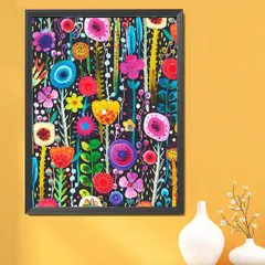 中級 フル ダイヤモンドアート キット ビーズ刺繍 ボタニカル フラワーパターン 手書き風 モザイクアート リハビリ 趣味 絵画 カラービーズ ハンドメイド