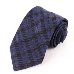 ヒルトン ブランドネクタイ チェック柄 シルク コットン イタリア製 メンズ ネイビー HILTON 【中古】