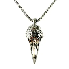 カラス スカル ネックレス メンズ 骨 ハロウィン ダーク アニマル 鳥 再生