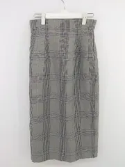 ◇ LOWRYS FARM チェック バックスリット ロング タイト スカート サイズL グレー系 ブラック マルチ レディース P  【1302010001657】