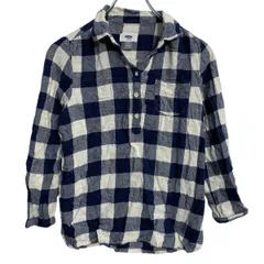 OLD NAVY 長袖 チェック ネルシャツ L キッズ 140～ ネイビー ホワイト オールドネイビー ハーフボタン 古着卸 アメリカ仕入 a703-6390