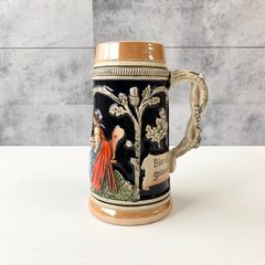 ドイツ製ビアジョッキ？ 陶器 花瓶 花器 フラワーベース？ ヴィンテージ 絵柄 伝統的 ヨーロピアン インテリア
