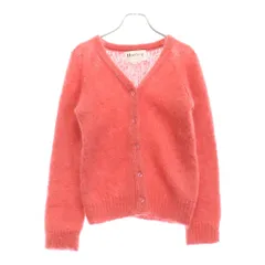 HARLEY OF SCOTLAND (ハーレーオブスコットランド) スコットランド製 猫目ボタン 毛足長 モヘアニット カーディガン ピンク レディース