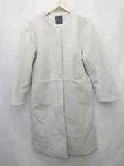 ◇ nano universe ナノ ユニバース ロング ノーカラー サイドスリット 長袖 コート サイズF オフホワイト系 レディース P  【1405230016279】