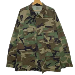 US.ARMY ミリタリージャケット カモフラ 迷彩 ボタンダウン Lサイズ グリーン
