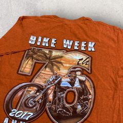US古着 GILDAN ギルダン BIKE WEEK 2017 76th Tシャツ L オレンジ
