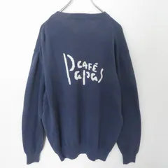 パパス セーター トップス 長袖 クルーネック ラムウール メンズ フリーサイズ ネイビー papas パパス セーター トップス 長袖 クルーネック ラムウール メンズ