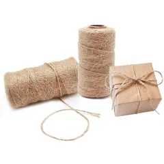 【在庫セール】お誕生日 コットンコード 新年 綿ひも 祝日 プレゼント包装用品 手作り用 花束 麻縄 麻ロープ ボックスなど手芸材料 DIY麻コード 編み糸 梱包 幅2mm長100m/巻き DIY用 プレゼント用リボン 2巻セット ラッピングリボン リボン 麻