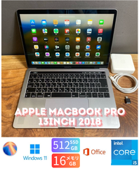 ［新品バッテリー］Apple MacBook Pro 13inch 2018/Core i5 2.3GHz/16GB/SSD512GB/Windows11/Office 2024/417