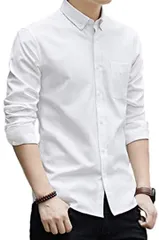 Lucky Charm ラッキーチャーム シャツ メンズ 長袖 ボタンダウン メンズシャツ XXL( ホワイト,  2XL)