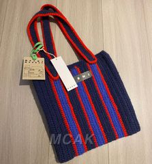 美品 MARNI MARKET CROCHET マルニマーケット ファッション レディース バッグ トートバッグ ニット ハンドバッグ ブルー