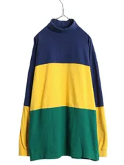 【お得なクーポン配布中!】 90s USA製 OLD GAP モックネック 長袖 Tシャツ メンズ XL 90年代 オールド ギャップ ラガーシャツ 素材 ヘビーウェイト マルチカラー ロンT