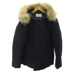 エディフィス EDIFICE ダウンジャケット フード ジップアップ ラクーンファー ウール 48 黒 ブラック 0813