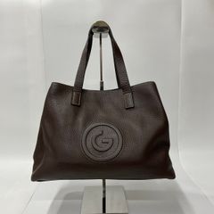★-30 GRES グレ ハンドバッグ レザー 濃いブラウン マチ広がるタイプ 大容量 留め口金具 ２箇所 レディース