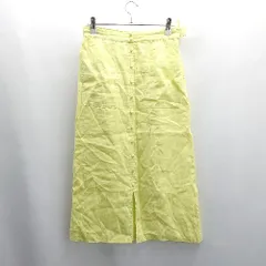 ◇ Θ BEAUTY＆YOUTH UNITED ARROWS リネン100% ひざ下丈 タイト スカート サイズM イエロー レディース E  【1504240003788】