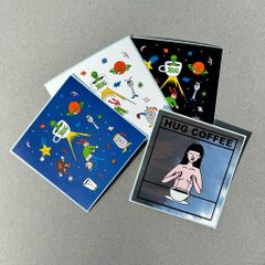 【ステッカーセット】コーヒーガール&UFOステッカー Design by Midori Komatsu
