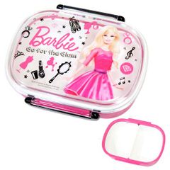 バービー　タイトランチボックス　白色×黒色　小判型お弁当箱　日本製　Barbie lunch box　芭比 便當