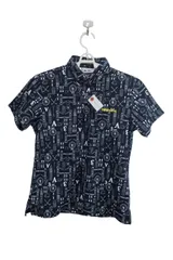 【美品】adidas(アディダス) ポロシャツ ネイビー白総柄 レディース M ゴルフ用品 2506-0245 中古