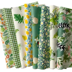 新品 8枚 サボテン 花柄 生地 北欧 綿100% はぎれ 布セット DIY手作り 手芸用 カットクロス 50×40cm パッチワーク布 グリーン