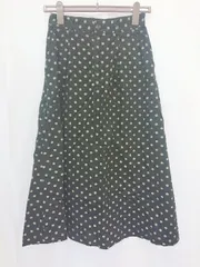 ◇ Θ AMERICAN HOLIC アメリカンホリック ドット 水玉柄 ロング丈 フレア スカート サイズM ブラック レディース E  【1410230014415】