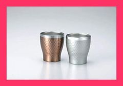 ★スタッフおすすめ！売れ筋★前畑 サーモロックタンブラー ペア シルバー&ブロンズ 真空断熱 二重構造 ステンレス プレミエール アオヤマ リュクス 290ml ギフト包装済(包装紙ネイビー) 29828