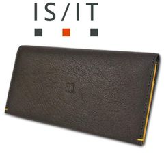 イズイット IS/IT 山羊革／牛革 長財布 カブラ グリーン系 緑 定価15,950円  本革 レザー メンズ スリム 薄型 キャッシュレス 風琴マチ シンプル 無料ラッピング可能