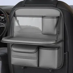 新品 Hopeholic 車用シートバックポケット 後部座席収納 テーブル機能付き 折りたたみ 汚れ防止 多機能 車用収納ポケット iPad収納ポケット ディッシュケース付き ドリンクホルダー 車内 便利グッズ シートポケット カー用品 大容量 レザー素材 シ