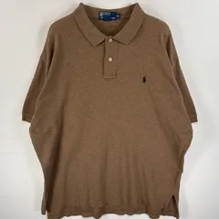 古着 90's/90年代 ポロバイラルフローレン Polo by Ralph Lauren 半袖 ポロシャツ ワンポイント ロゴ 刺繍 混色生地 大きいサイズ XL  ブラウン系 無地 メンズ